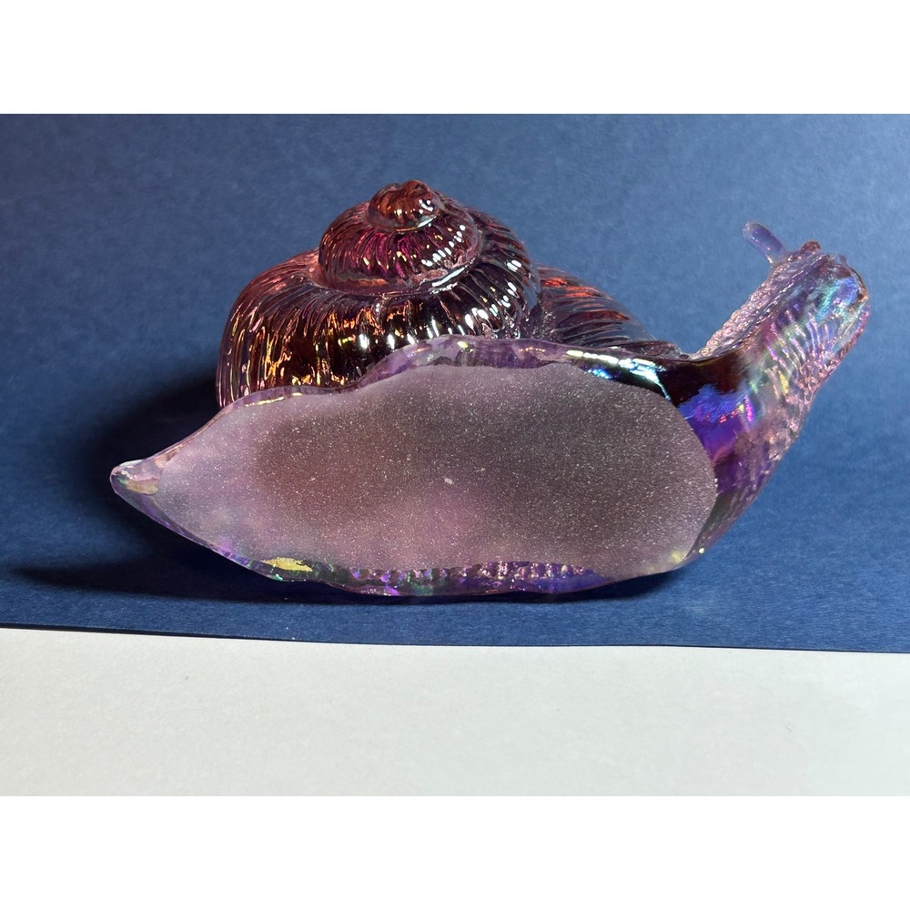 Fenton Art Glass Company Vintage Iridescent Snail Madras Pink Handmade Textured - Picture 10 of 16